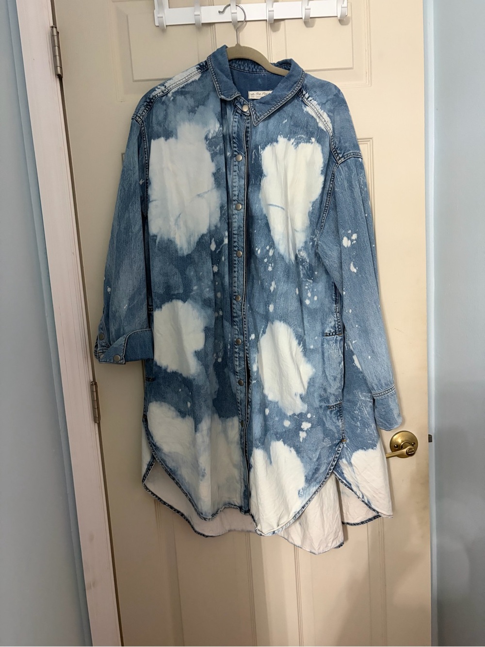 We The Free Light Blue and White Tie-Dye Mini Dress - Picture 2 of 5